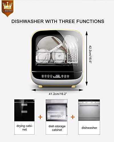 Aanrecht vaatwasser, draagbare vaatwasser met 5L ingebouwde watertank, geen aansluiting nodig, 4 programma's, 360… - Afbeelding 3