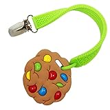 Silli Chews Baby Teething Cookie Biscuit Silicone Infant Teething Toy with Clip and Holder for...