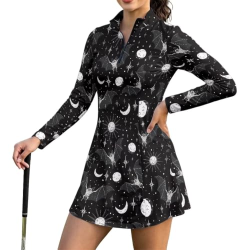 TSOVTHRID Halloween Bat Womens Tennis Dress with Shorts Quick Dry