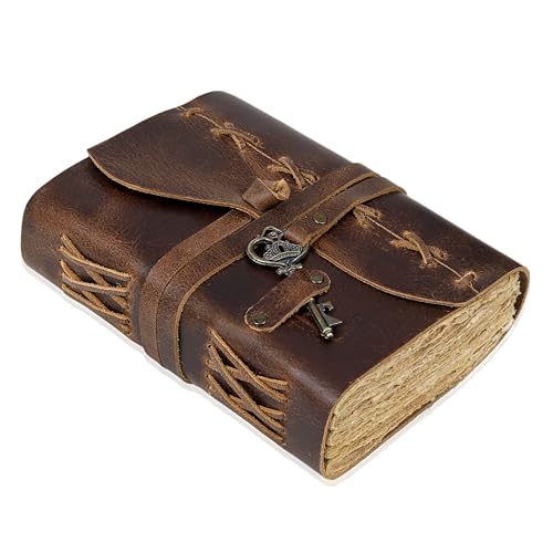 cuero Vintage Leather Bound Journal - Cappuccuno Brown, 8"X6", 200