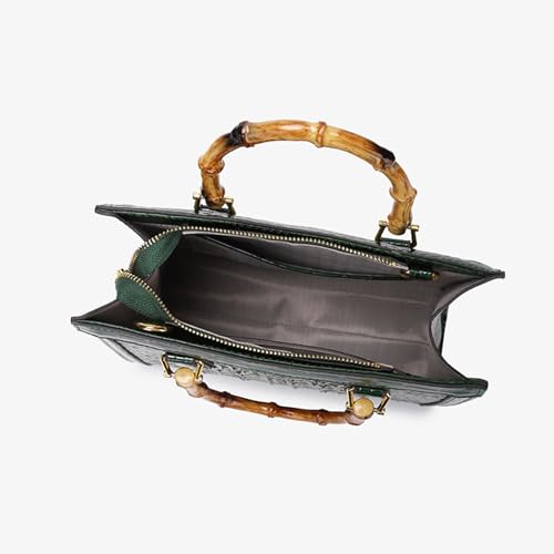 Bolso Tote para mujer con asa de bambú y piel sintética miniatura 5