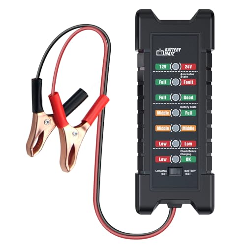 Image of Car 12V 24V Battery and Alternator Tester Automotive, Load Tester, Battery Checker, Analyzer to Check alternator & Battery Charging System with LED Indicator