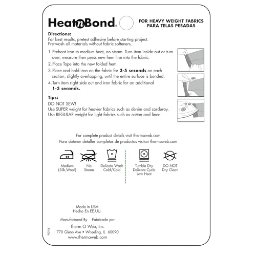 heatnbond hem iron-on adhesive super weight 34 inch x 8 yards white