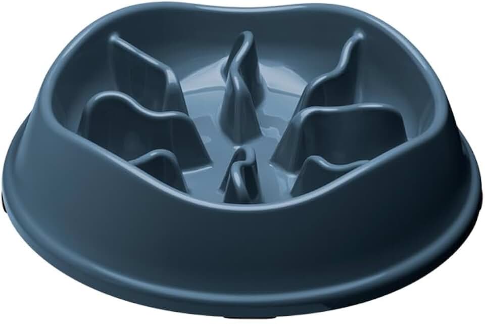 Comedouro Lento Interativo Stark Slow, Antiderrapante, 350 mL, para Cães de Pequeno Porte, com Labirinto Educativo, Cor Cinza
