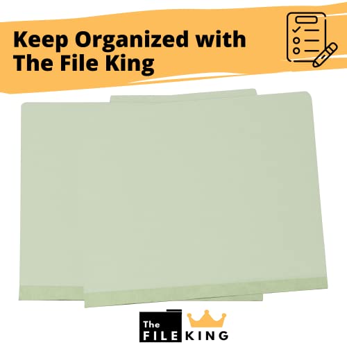 The File King Two Divider Pressboard Classification Light Green File Folder - Letter Size | Made In America | Box Of 10 | 2/5 Roc Top Tab | 2” Expansion | 2-Inch Fastener Prongs #TOP5