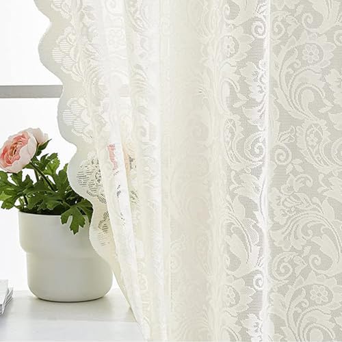 Cortinas de encaje blanco para separación de habitaciones y control de luz en ventanas 5