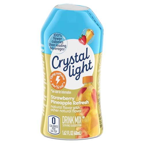 Crystal Light Liquid Strawberry Pineapple Refresh Naturally Flavored Drink Mix with Caffeine, 1.62 fl oz Bottle