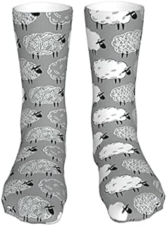 883 Compression Socks Sheep Pattern Calf Socks Breathable Crew Socks Soft Athletic Socks For Hiking Trekking Jogging 40cm