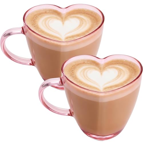 Potchen 4 Pcs Valentine Heart Shaped Glass Coffee...