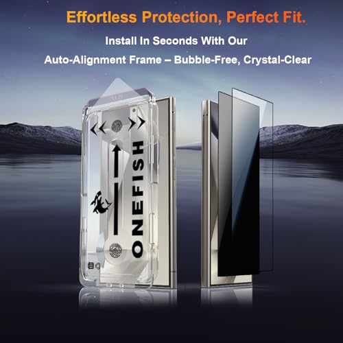 Image of OneFish Screen Protector Privacy Compatible with Samsung Galaxy S24 Ultra[6.8 Inch], Bubble Free, Easy Installation, Auto Dust-Elimination 2 Pack