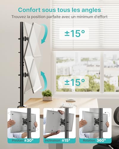 Support double écran 13-34 pouces bras de moniteur vertical réglable VESA - 3