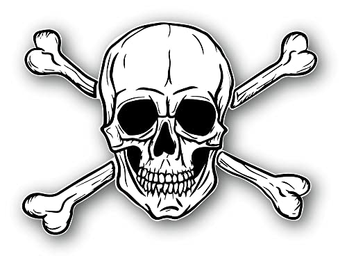 Autocollant | Tête de Mort, Skull, Crâne et os | Moto, Voiture, Ordinateur | Sticker Vinyle | Dimension au Choix (8cm)
