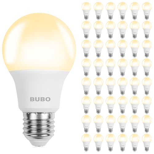 Image of BUBO 48 Pack A19 LED Light Bulbs, 60 Watt Equivalent LED Bulbs, Soft White 2700K, 800 Lumens, E26 Standard Base, Non-Dimmable, 8W Soft White LED Bulbs for Bedroom Living Room Home Office