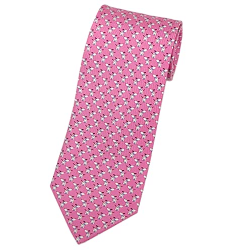 フェラガモ ネクタイ サルヴァトーレ・フェラガモ アニマル プリント ドッグ ガンチーニ ピンク/ホワイト 41204 アウトレット [並行輸入品]