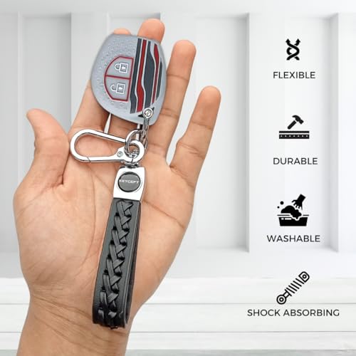 Image of KEYCEPT Tristar Key Cover for Suzuki Swift, Dzire, Ertiga, Baleno, Grand Vitara, Celerio, WagonR, Brezza, Scross, Fronx, Jimny, Ignis (2 Button Remote Key) (Type 5, Grey)