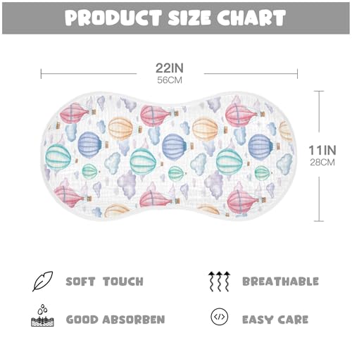 xigua Hot Air Balloons Muslin Baby Burp Cloths Set of 1, Super Soft & Absorbent Burping Rags, Cotton Burp Clothes Shower Gift for Newborn, Baby Girls and Boys4