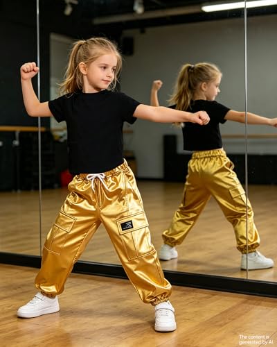 Image of SANGTREE Girls' 2 Piece Outfits T-Shirt and Drawstring Cargo Jogger Pants Clothing Set, 4-14 Years