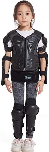 Reomoto Kids Full Body Protector Youth Motorcycle Cycling Skiing Motorbike Riding Bike Vest Jacket Knee Elbow Protectors(dark Black)
