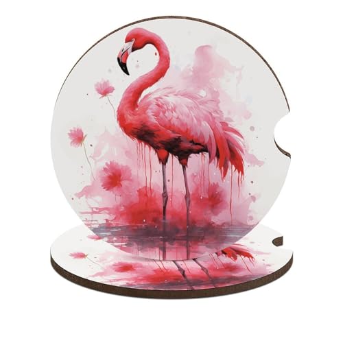 Portavasos para carro 2 piezas diseño flamenco acuarela miniatura 1