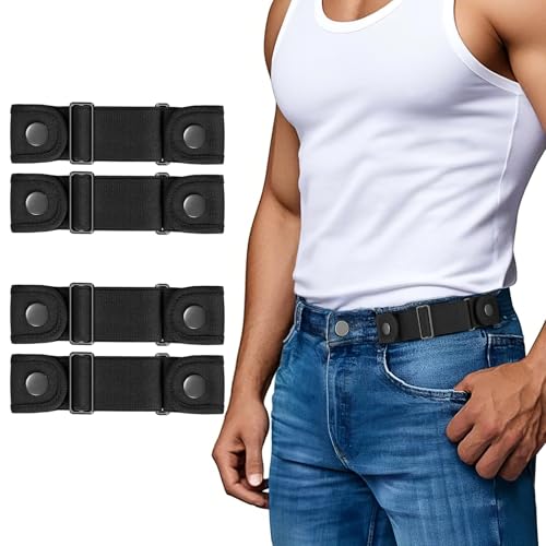 Image of SANSTHS No Buckle Belts for Men Women, Stretch Elastic No Buckle Belt Invisible Buckleless Belt for Jeans