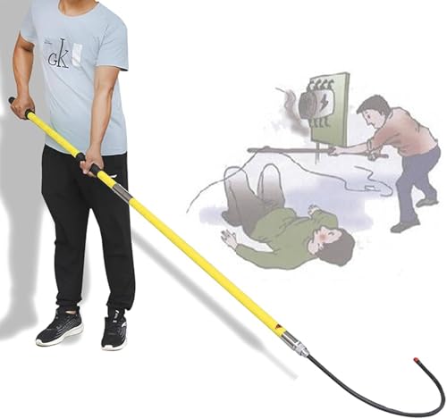 HTDRE Stromschlag Notfall Rettungshaken, Tragbarer Notrettungsmast Mit Elektrischem Schlagstock Elektrischem Sicherheitskit Für Rettungsgeräte,1.5m