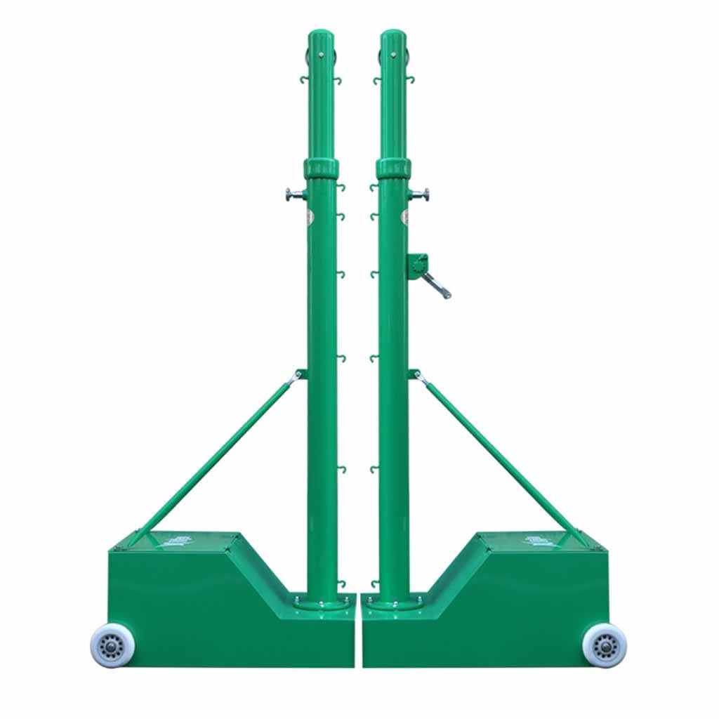 Kijki do badmintona/siatkówki na zewnątrz, rama 3 w 1 do siatkówki/tenisa/siatki do badmintona, stalowe słupki do siatkówki z kółkami (Green)