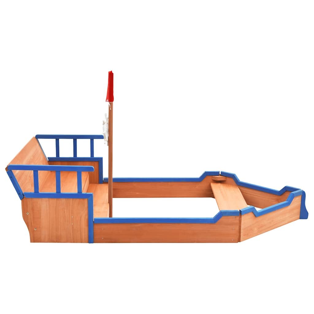 vidaXL Arenero en Forma de Barco Pirata Equipamientos Cajón de Arena Infantiles para Patio Jardín Terraza Parque Exterior Madera de Abeto