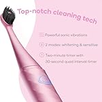 Burst Curve Sonic Electric Toothbrush for Adults (Blush Pink) | Slim Travel Brush with Cover | Ultra Soft Bristles | Up to 2 Month Rechargeable Battery | Two Modes & Timer - Image 3