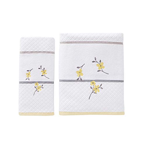 SKL HOME by Saturday Knight Ltd. - P0758000805103 Spring Garden Bath Towel, White, Bath Towel - Embroidered - Image 2