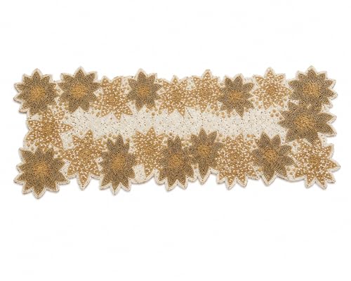 Image of Made for You Beaded Handmade Table Runner 13x36 Inch Yellow Sunflower Design | Decorative Rectangular Table Runner for Dining Table, Center Table, Coffee Table