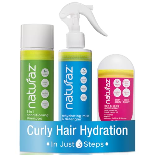 3-Step Moisture Burst System for Tight Curls &amp; Coils with Curly Hair Shampoo, Leave In Conditioner Spray &amp; Hair &amp; Scalp Moisturizer – Softens Dry Hair, Detangles, Boosts Growth &amp; Soothes Scalp