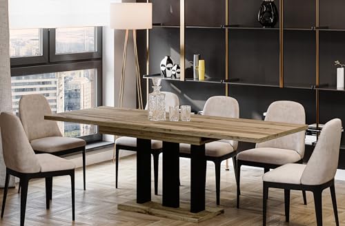 Endo-Moebel Esstisch Appia 130cm - 210cm erweiterbar ausziehbar Säulentisch Küchentisch | Tischbeine Matt (Wotan Eiche)