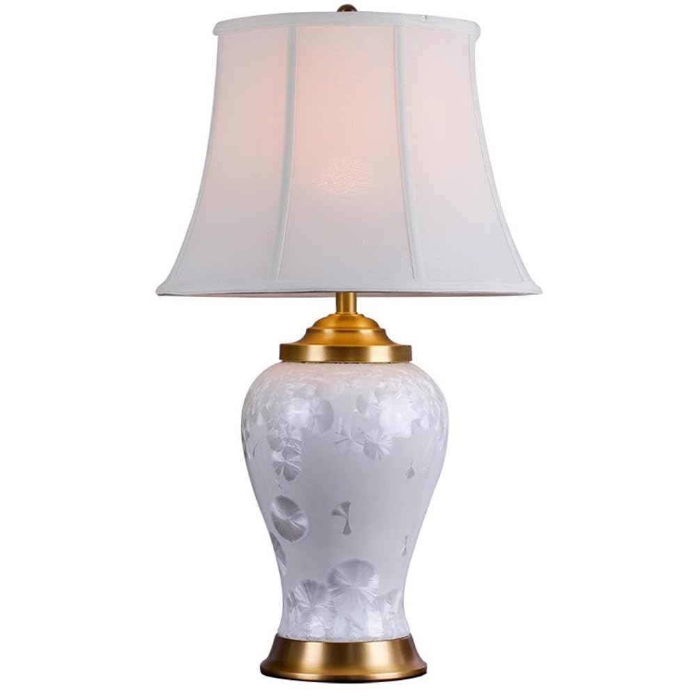 SANBDDLYY Hand-Painted Jingdezhen Porcelain Table Lamp Bell Shape Fabric Shade - Antique Chinese Design for Bedroom, Living Room, Office