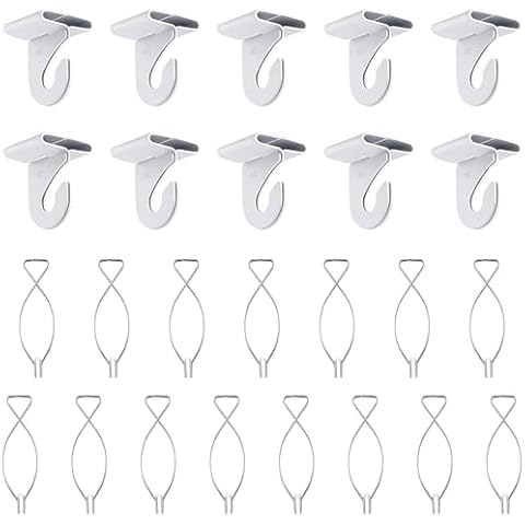 Gansita 25 Pair Suspended Aluminum Drop Ceiling Hooks, Metal T-Bar Track Clip, White Heavy Duty Ceiling Hooks, Drop Ceiling Clips Hanger Kit for Home Classroom Grid Office & Decorations Cover