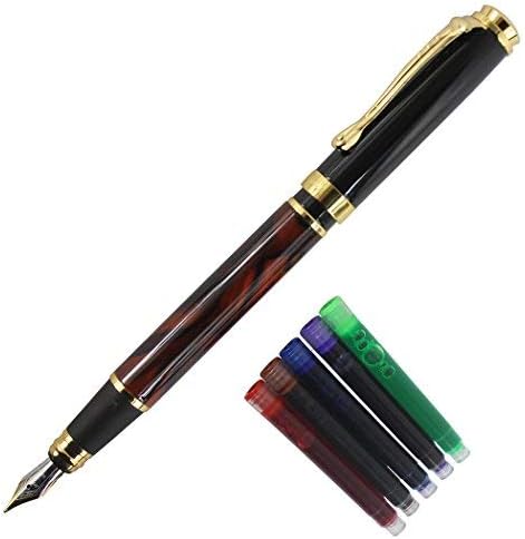 Gullor Mother of Pearl Push-In Style Fountain Pen with a Black Cap safflower