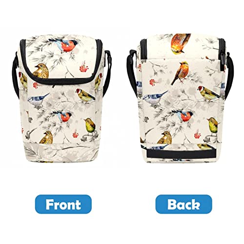 Bolsa de almuerzo pequeña reutilizable con estampado vintage de aves 5