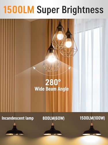 Image of 12 Pack LED Light Bulbs 100 Watt Equivalent, A19 15W Soft White 3000K, 1500 Lumens Super Bright E26 Standard No Flicker Energy Saving Lamp Bulb for Home, Bedroom, Office, 15000 Hrs, Non-Dimmable