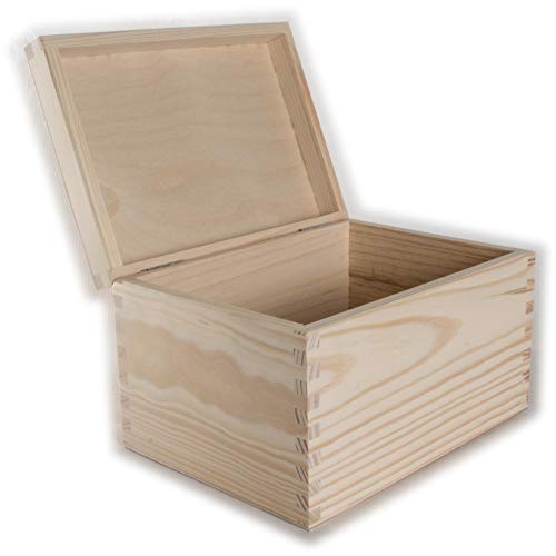 WooDeeDoo Rectangular Wooden Storage Box with Hinged Lid, 22 x 16 x 13.5 cm - Image 4
