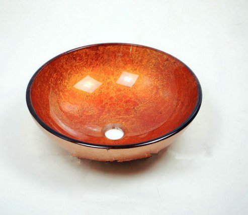 Peinture couleur lavabo en verre trempé évier robinet laiton
