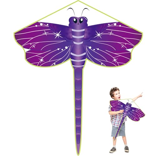 VLEDARLING Cometa para Niños y Adultos, Cometa Libélula, Cometas fáciles de volar para niños y niñas, Cometa de una Cuerda, Regalo de Cometas, Incl.100 m Hilo de Cometa, Fácil de Volar y Montar Cometa