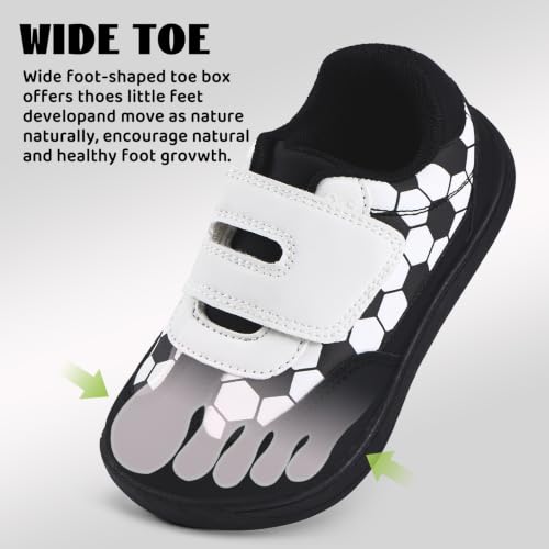 WateLves Toddler Little Kids Wide Shoes Girls Boys Barefoot Sneakers Zero Drop Walking Lightweight Non-Slip Shoes (Black, 29) — view 5