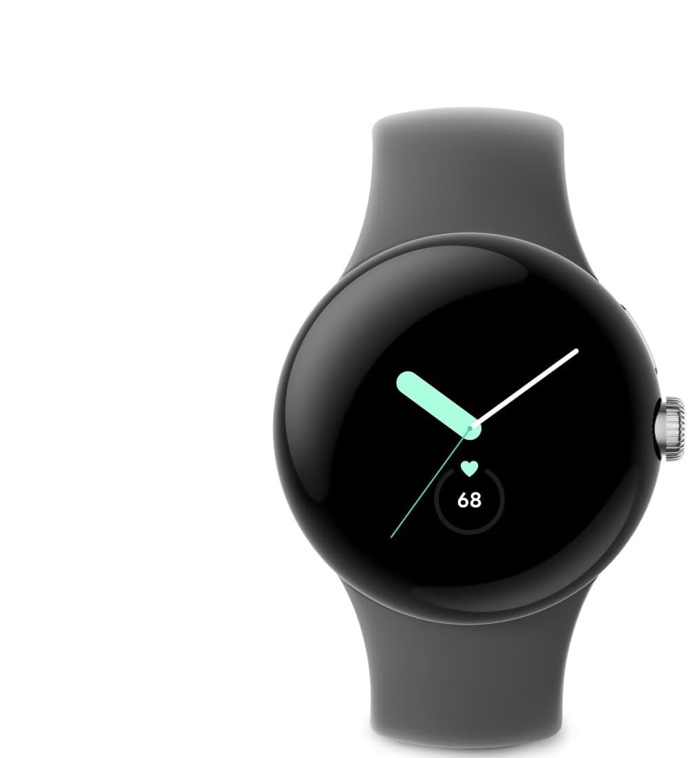 Google Pixel Watch LTE Smartwatch Compatible with Cellular or WiFi Data, GPS, BT and Heart Rate Monitor 41mm, Bulk Packaging (Silver Active Charcoal)