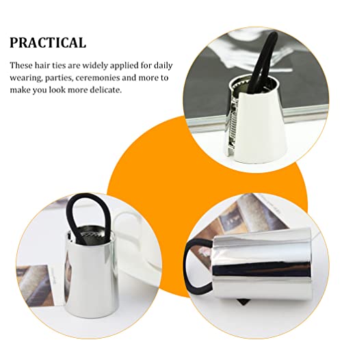 Lalafina 2Pcs Metal Circle Ponytail Holder Hair Ties Cuff Metal Hair Band Hair Rope Gothic Punk Metal Elastic Hair Clip Hair Rings Headwear Fashion Hair Accessories Gold Silver #TOP7