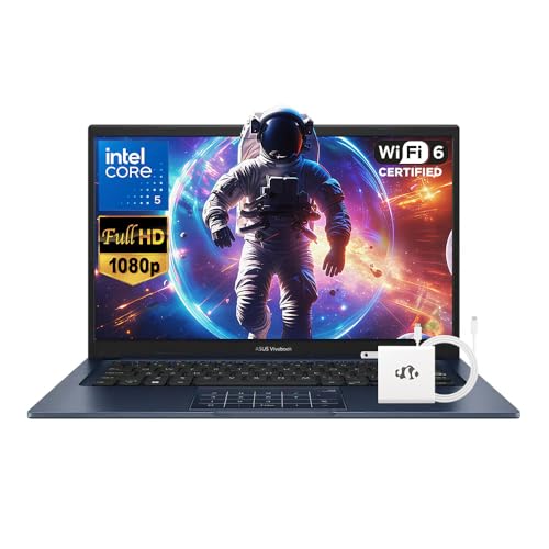 Image of ASUS Vivobook 14 inch FHD Business Laptop, Intel 10-Core 5 120U(Beats i7-1335U), 16GB RAM 512GB SSD, School Laptop for College Student with Copilot AI NumberPad Private Webcam Wi-Fi 6 Win 11 W /Accessories