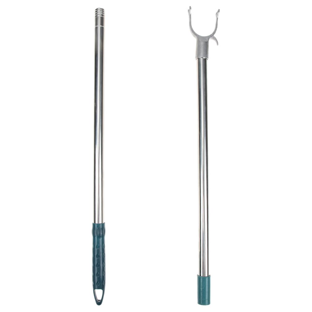 Kichvoe Reach Pole Hook Retractable Clothesline Prop Telescopic Handle Clothing Hook Pole Adjustable Clothesline Rod Hanger Garment Pole with Hook for Closet Shelf Ceiling