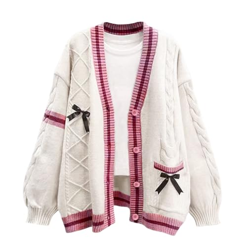 Image of Chevara Women's Cute Sweet Cardigan Sweater Kawaii School Uniform Button Long Sleeve V-Neck Knitted Outerwear