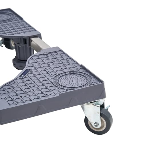Image of DecorTwist Washing Machine Stand with Wheels | Adjustable Fridge Stand Double Door | Anti Vibration Trolley for 6kg 7kg 8kg Machines | Heavy Duty Movable Cooler Stand | Lockable Wheels
