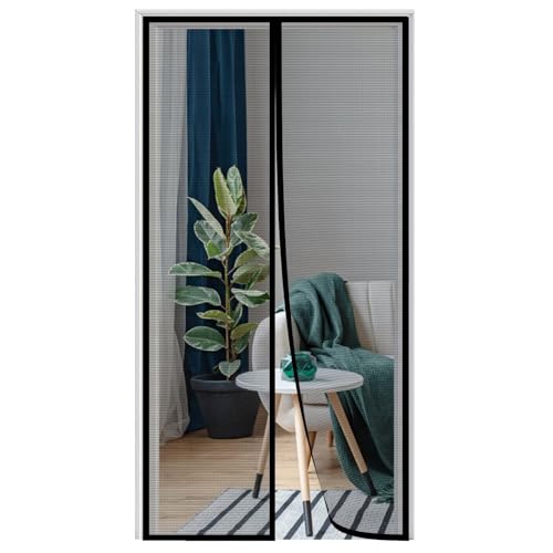 Magnetic Screen Door 70x225cm Heavy Duty Mesh Curtain Keeps Out, Toddler and Dog Friendly, No Tools Required,Black