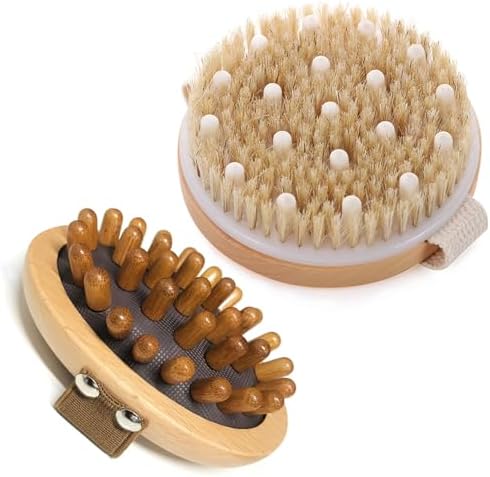 BoAn 2 Piece Shower Brush Set - Natural Wooden Massage Brush for ...
