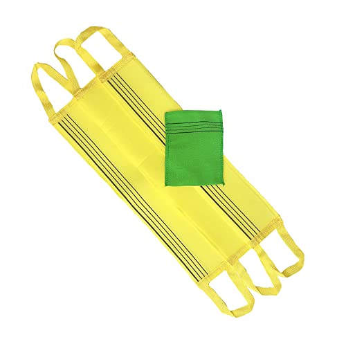 Korean Style Exfoliating Bath Washcloth Italy Towel Body Scrub Long Type Mitten Type (Long Type Yellow 3+1)